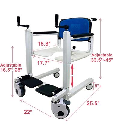 Portable Transfer Wheelchair Lift Patient Transfer Lift Multifunctional Wheelchair with Soft Cushion and Toilet Seat - Capacity up to 100 kg (330 lbs) - Buy Online on GoSupps.com