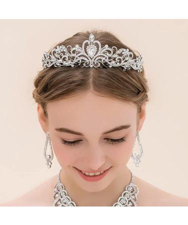 Crystal Tiara Crown for Women & Girls - Perfect for Birthday, Halloween, Bride, Wedding - Silver Style A - Buy Online on GoSupps.com