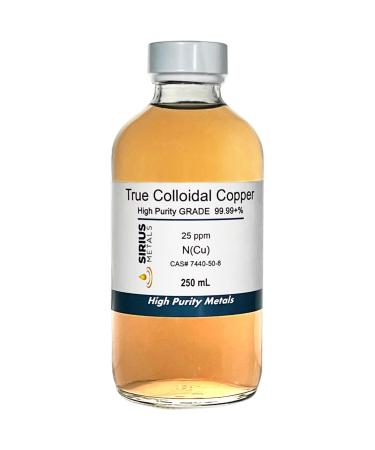 250 Milliliters of Copper NanoParticle (CuNP) Solution: 25 mg/L in Water of 99.99+% Pure Copper