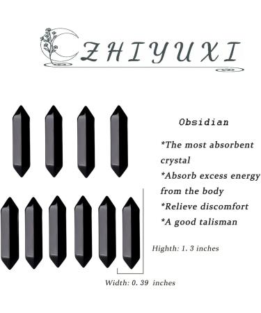 ZHIYUXI 10 Pcs Obsidian Crystal Points - Natural Quartz Gemstone Healing Crystals - Buy Online on GoSupps.com