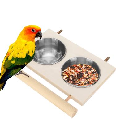 Stainless Steel Bird Feeding Bowl for Cage Parrot Food Water Feeder Cage Accessory with Stand for Pet Birds Like Parakeet Conure Cockatiels Finches Durability - Buy Online on GoSupps.com