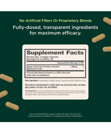 The Genius Brand Genius Turkey Tail - Plant-Based Supplement for Immune, Gut & Antioxidant Support - Organic & Non-GMO - 120 Veggie Capsules 120 Count (Pack of 1) - Buy Online on GoSupps.com