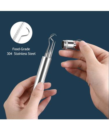 RVUEM 3 PCS Stainless Steel Toothpick Kit - Premium Reusable Floss & Keychain Holder for Travel & Outdoor - Buy Online on GoSupps.com