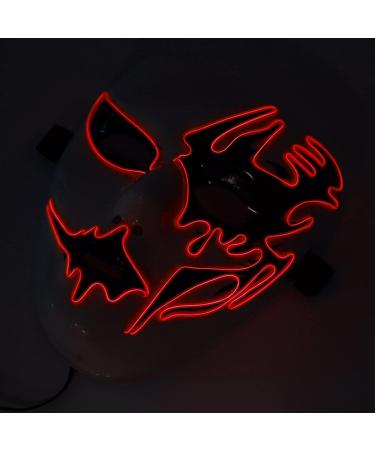 Masquerade Glowing Mask with EL Cold Light Luminous Mask Remote Control Scary White Mask for Cosplay Party Festival Halloween Costume (Red) - Buy Online on GoSupps.com