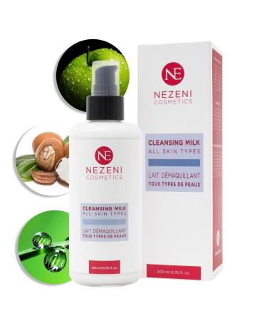 Nezeni Lait Nettoyant Visage D maquillant pour Tous Types de Peaux et Peaux Sensibles 200 ml | 4 ingr dients actifs | V g talien | FAIBLE EN CONSERVATEURS