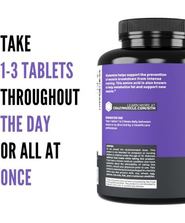Crazy Muscle Keto Friendly L Glutamine Tablets 1000mg Post Workout Supplement to Increase Recovery Decrease Delayed Onset Muscle Soreness Reinforce Strength Gains & Heal Leaky Gut (100 Pills) - Buy Online on GoSupps.com