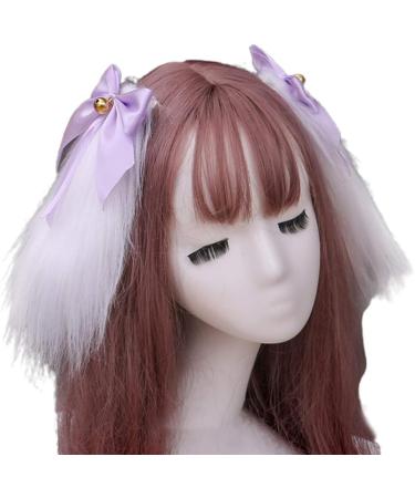 caralin Furry Long Bunny Ears Hair Clips Lolita Kawaii Rabbit Bowknot Cosplay Hairpins Women Barrette Pink - Buy Online on GoSupps.com