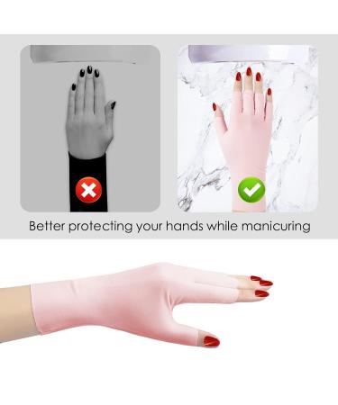 Unaone 2 Pairs Anti UV Gel Manicure Gloves - Fingerless Protection from UV Light Lamp - Pink (4 Count) - Buy Online on GoSupps.com