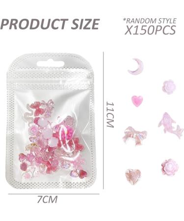 150 Rhinestone Nail Art Decorations Adorable Nail Art Accessories Pink Hearts Bows Dolphin Shapes Used for Nail Art Decoration DIY Phone Cases etc. - Buy Online on GoSupps.com