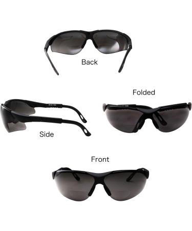 Buy grinderPUNCH Bifocal Safety Glasses - 2 Pairs with Black Lenses & Adjustable Temples (+2.50 Diopter) | International Shipping Available - Buy Online on GoSupps.com