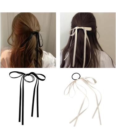 xbiez Chic Bow Elastic Hair Ropes Ponytail Holder Fashionable Ribbon Hair Scrunchie for Women and Girls Beige - Buy Online on GoSupps.com