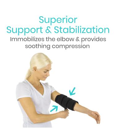 Vive Night Elbow Brace with Removeable Splints for Pain Relief - Ideal for Tendonitis, Cubital Tunnel Syndrome, Ulnar Nerve, Tennis - Unisex Black - Buy Online on GoSupps.com