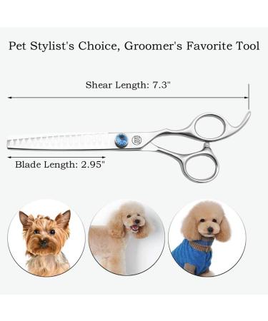 Moontay Professional Dog Grooming Scissors Kit - Straight, Curved, Thinning/Blending/Chunking Shears - JP-440C Stainless Steel - Silver 7 Inch - Ideal for Pet Cat Hair Cutting/Trimming - Buy Online on GoSupps.com