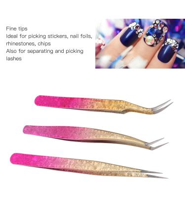 3-Part Stainless Steel Nail Art Tweezers Set - Precision Tweezers for Manicure Rhinestones Electronics & Jewelry - Buy Online on GoSupps.com