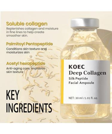 KOEC Deep Collagen Silk Peptide Facial Ampoule Face Lifting Serum Intensive Tightening & Smoothing & Hydrating Non-Greasy Gentle Formula 1.01 Fl Oz / 30ML Pink 1 - Buy Online on GoSupps.com