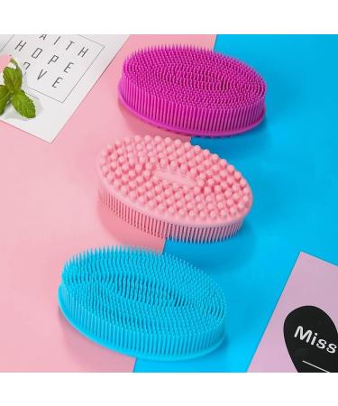 Set of 3 Silicone Body Scrubber Loofahs - Gentle Exfoliating Shower Brushes for Sensitive Skin - Buy Online on GoSupps.com