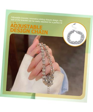 PACKOVE 2pcs Rhinestone Bracelet Wrist Bracelet Delicate Bracelet Girls Bracelet Women Bracelets Layering Bracelets Chain Bracelet Personalized Bracelet Charm Alloy Miss Chained - Buy Online on GoSupps.com