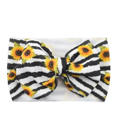 Love Sweety Baby Girls Sunflower Stretch Headband Large Bow Headwraps Knot Turban Hair Accessories (Stripe)