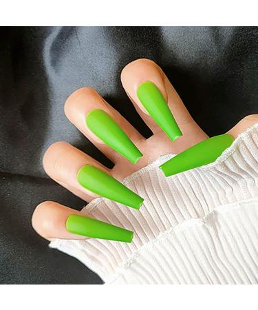 Sethain Ballerina False Nails - Blue Long Coffin Press-On Nail Art for Women & Girls | Complete Cover Green - Buy Online on GoSupps.com