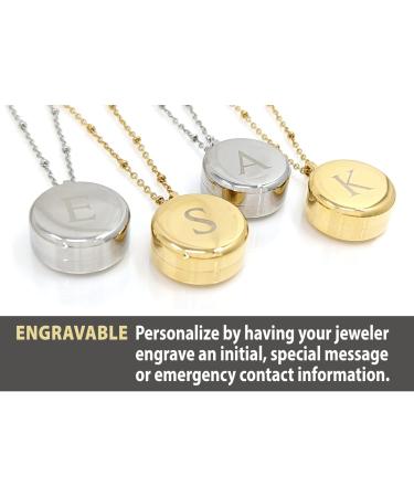 Round Pill Locket Necklace | Secure Closure Pill Box Jewelry for Nitroglycerin & Keepsakes - 26" Silver - Buy Online on GoSupps.com