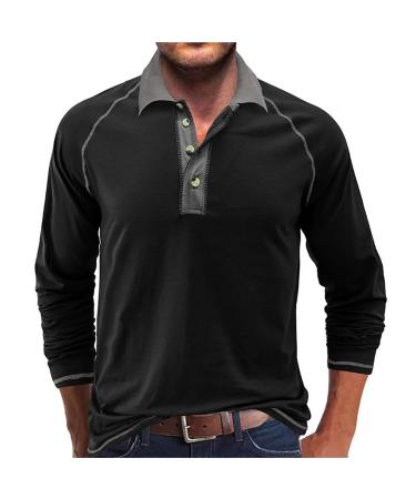 Autumn Men's Fashion Comfortable Casual Long Sleeve T-Shirt Base Black-b XXL