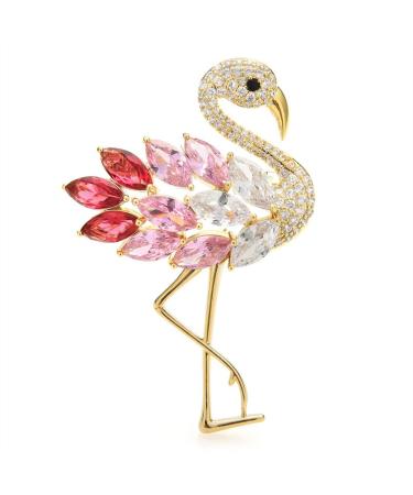 WIPPWER Pin Jewelry Gifts for Women Ladies Fashion Accessories Ladies Elegant Luxury Flamingo Bird Brooch Cubic Zirconia Bird Wedding Banquet Brooch Brooches & Pins