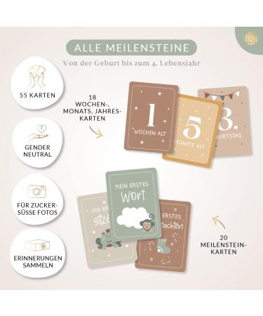 Life Compass Milestone Cards - 55 Magical Monthly Maps & Wooden Card Stand | Perfect Baby Shower Gift with Beautiful Packaging - Buy Online on GoSupps.com