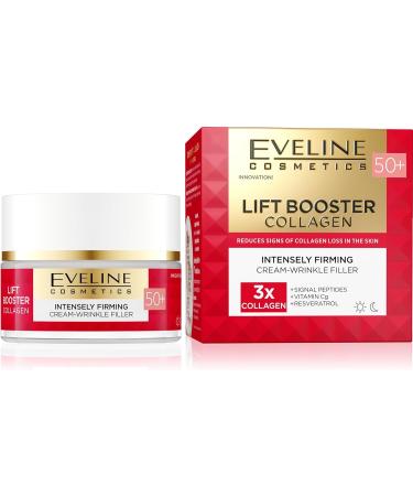 Eveline Cosmetics Lift Booster Collagen Firming Cream 50+ Nourishing Anti-Aging Moisturizer with Triple Collagen Vitamin Cg and Peptides for Mature Skin - Buy Online on GoSupps.com
