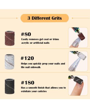 LICQIC 150Pcs Nail Sanding Bands 80#120#180# Grit 3 Colors with Nail Drill Bit - Manicure & Pedicure Care Tools - Buy Online on GoSupps.com