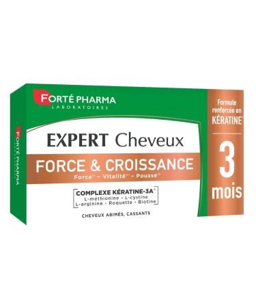 Forté Pharma - Expert Hair Strength & Growth - Hair Vitality nutritional supplement for damaged, brittle hair - Biotin - L-cystine, arugulate, strengthened with Keratin - 90 tablets, 1/day