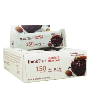 Think ! Protein & Fiber Bars Chocolate Almond Brownie 10 Bars 1.41 oz (40 g) Each