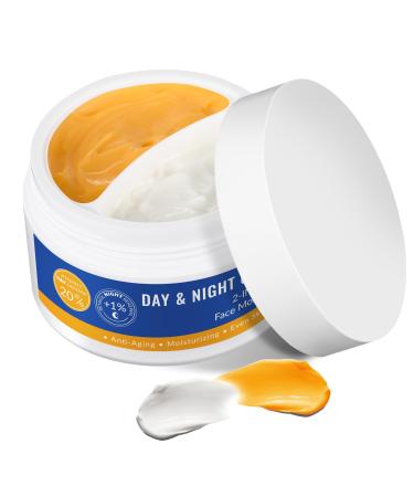YAFUSIPE Day & Night Facial Moisturizer 20% Vitamin C Cream and 1% Retinol Cream for Face Daily Face Moisturizer for Women Men 2 in 1 Hydrating Facial Lotion for Anti aging Wrinkle Even Skin Tone