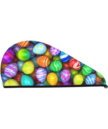 Colorful Easter Eggs Microfiber Hair Towel - Super Absorbent Quick Dry Wrap for Long Curly & Thick Hair - Buy Online on GoSupps.com