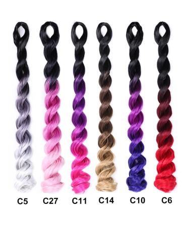 Ombre Braiding Hair Extensions - 50.8 cm 100g Synthetic Crochet Braids 8 Pieces in Black Brown Red Gray - Perfect for Full Fine Hair - Buy Online on GoSupps.com