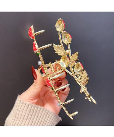Large Red Strawberry Hair Claw Clips - Metal Hair Jaw Barrette for Thick Hair - Nonslip Hair Accessories for Women and Girls - Buy Online on GoSupps.com