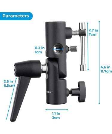 Tarion H-Type Camera Flash Bracket Swivel Tilt Mount Stand for Umbrella Softbox 180 Adjustable - Metal Adapter for Lamp Tripod - Buy Online on GoSupps.com