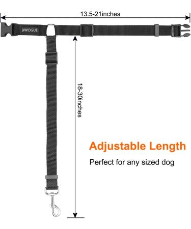 BWOGUE 2 Pack Adjustable Nylon Dog Safety Seat Belt Straps for Car Headrest - Black - Buy Online on GoSupps.com
