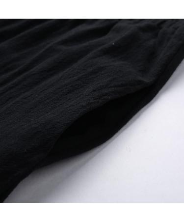 Gufesf Women's Cotton Linen Palazzo Pants - High Waisted Wide Leg Trousers with Pockets in Black (Small) - Buy Online on GoSupps.com