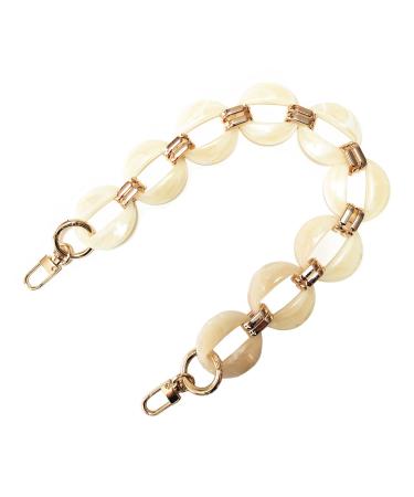 Torostra Purse Resin Chain Handle Strap Acrylic Chain Replacement Strap for Handbag Fashion Chain Strap for Evening Clutch Bag (Big Circle Apricot)