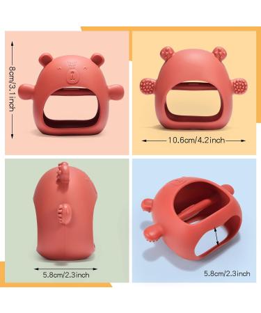 Silicone Teething Toys for Babies 0-12 Months - 3 Pack Bear Buddy Hand Teether | Mushroom Infant Chew Toy for Teething Relief - Dishwasher & Freezer Safe - Claret & Yellow & Green - Buy Online on GoSupps.com