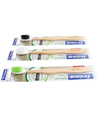 Trisa Natural Clean Sustainable Wooden Toothbrush | Eco-Friendly Swiss Beech Wood & Renewable Bristle - Shop Internationally - Buy Online on GoSupps.com