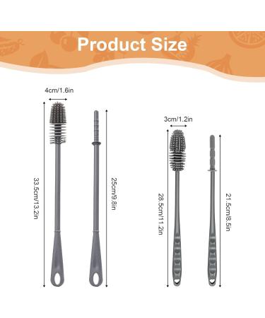 2 Pcs Long Handle Silicone Bottle Cleaner Brush Set - 360 Rotating Baby Bottle Brushes for Cleaning Bottles, Cups, and Glassware - Buy Online on GoSupps.com