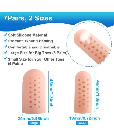 Protective Silicone Toe Caps (14 Pieces) - Breathable Gel for Corns Calluses & Bubbles - Small & Large Sizes - Beige - Buy Online on GoSupps.com