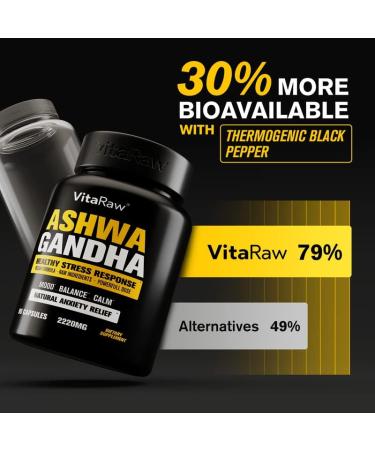 Organic Ashwagandha Capsules - Mood & Stress Relief Supplement with Valerian Root & Artichoke Leaf - KSM 66 Ashwagandha - Buy Online on GoSupps.com