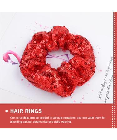 Red Sequin Hair Ties - 4pcs Christmas & Valentine's Day Elastic Ponytail Holders for Women & Girls - Buy Online on GoSupps.com