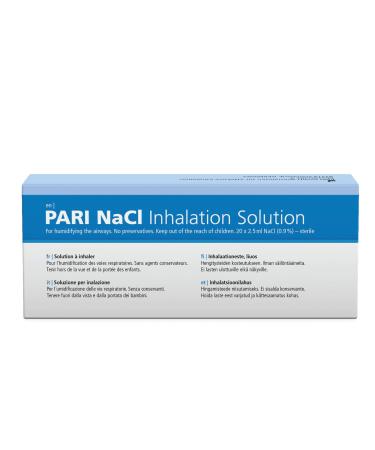 Pari saline solution for inhaling for infants children and adults - 20 ampoules 2.5ml NaCl 0.9 inhalation solution - sterile and without preservatives Pari Naci inhalation solution 20 x 2.5 ml