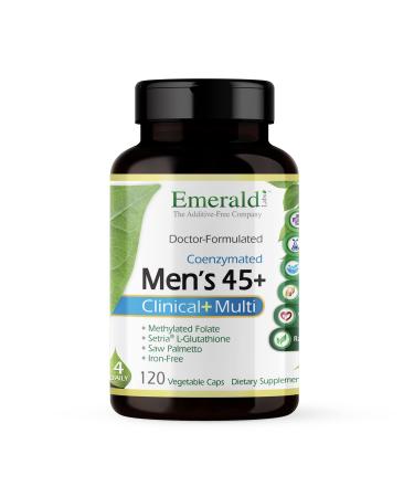Emerald Labs Men's 45+ 4-Daily Multi - Multivitamin with CoQ10 Saw Palmetto and Extra Lycopene Supporting Heart Strong Bones and Immune Health - 120 Vegetable Capsules