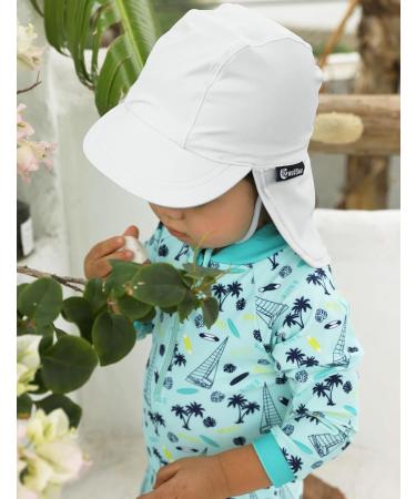 weVSwe Baby Toddler Sun Hat UPF 50+ | Swim Cap Flap Neck Protection | Adjustable Chin Straps | UV Sun Protection Hats (White, 6-12 Months) - Buy Online on GoSupps.com