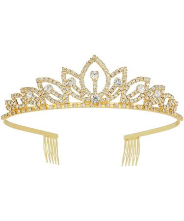 Wedding Tiara with Comb Bridal Shining Rhinestones Crystal Headband Pageant Princess Bridal Prom Decoration Party Wear Gold for Valentine's Day Mother's Day Christmas Gifts