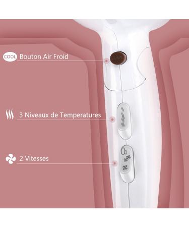 Aigostar Luna Professional Hair Dryer 2200W Negative Ion 2 Speed 3 Temperature Levels + Cold Air Button Folding Handle - Buy Online on GoSupps.com